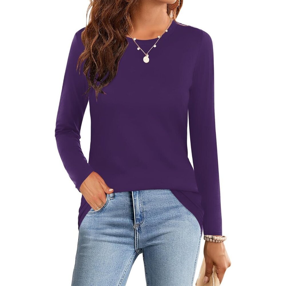 Womens Tshirts Short/Long Sleeve T Shirts Casual Crew Neck Tee Basic Tops